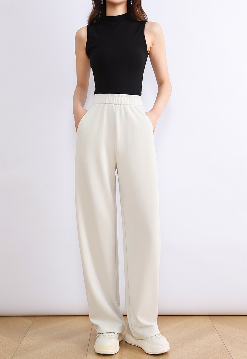 Modal Air Layer straight-leg pants for women in the autumn of 2025, four-sided elastic, smooth, waist-wide, wide-leg, slightly curved banana pants pic 47