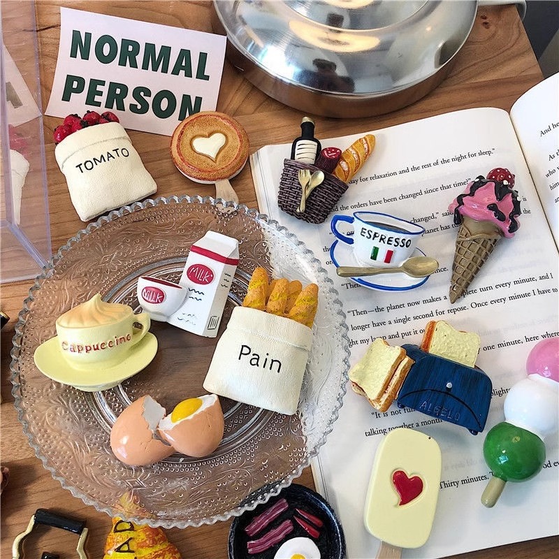 14 realistic Nordic cuisine fridge magnets, ice cream cones, egg tarts, magnetic resin handicrafts, home decoration message stickers Specification image