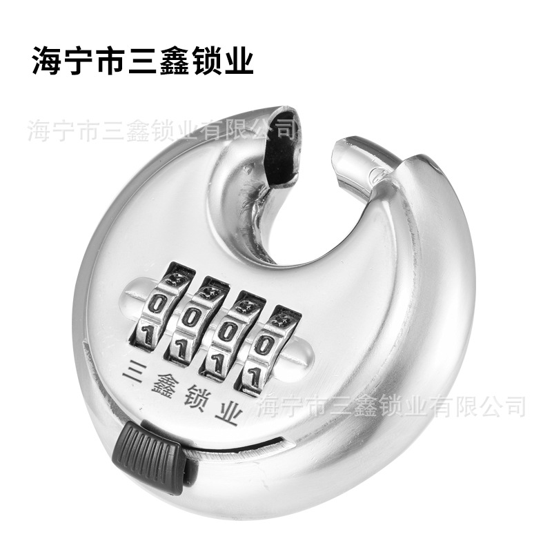 Stainless steel password round disc lock, outdoor waterproof ingot padlock, storage warehouse, garage, truck box, round disc combination lock Application Scenario
