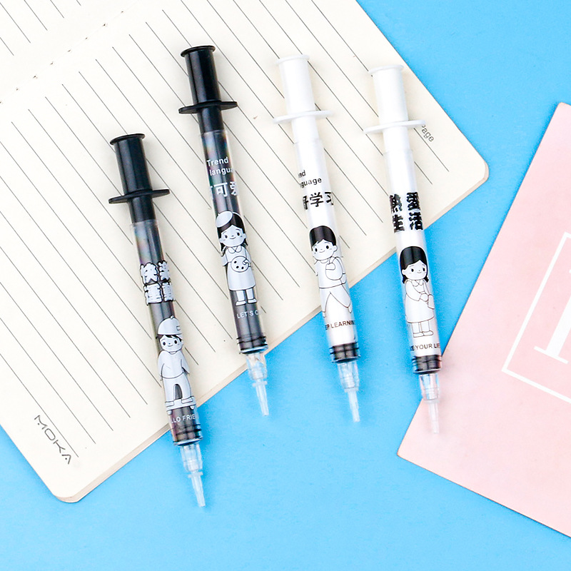 Creative simulation syringe gel pen, black 0.5mm syringe signature pen, cute writing signature pen stationery for students Specification image