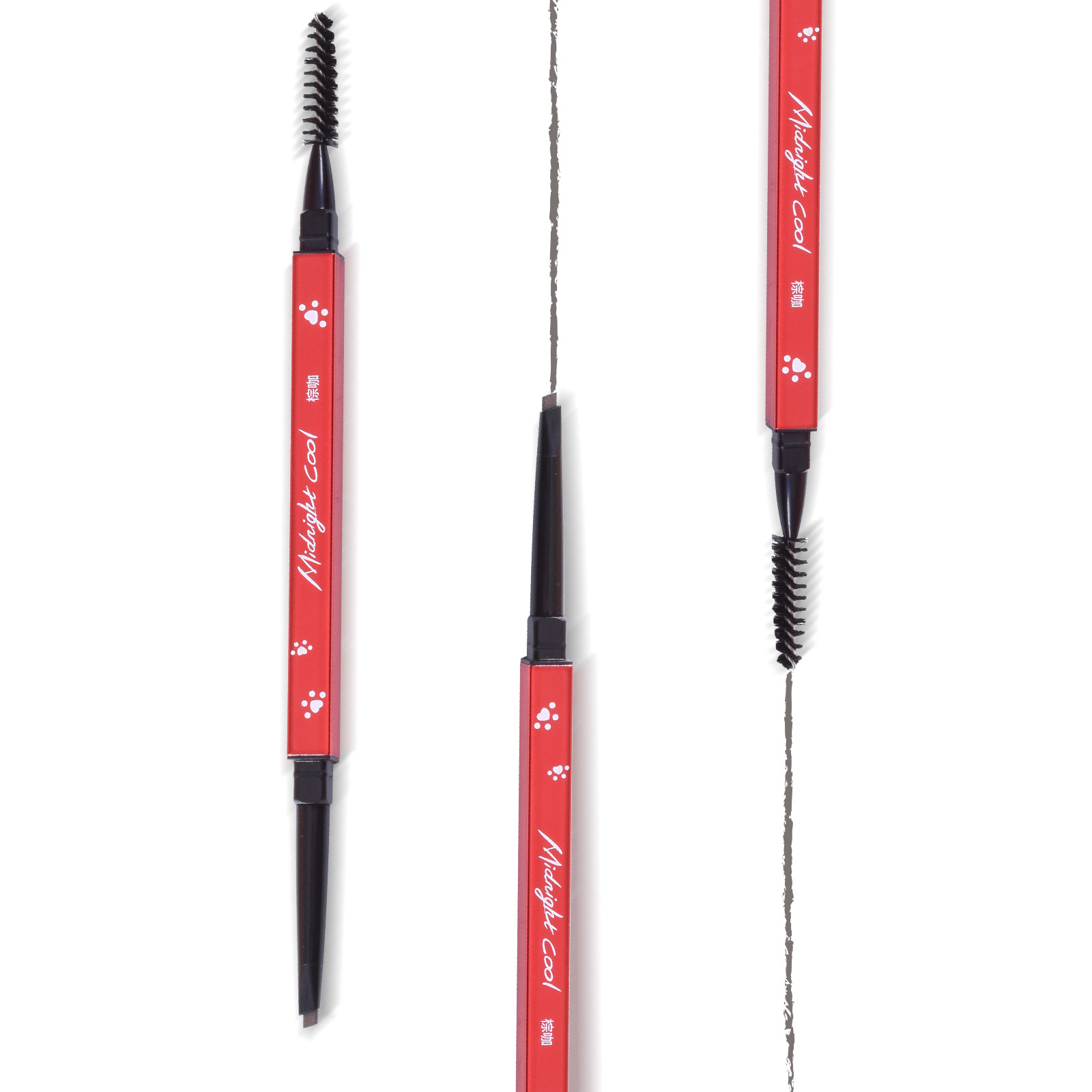 Midnight Cool Black Copper Rod Little Red Strip Eyebrow Pencil, waterproof and non-smug, genuine product, popular online celebrity cute cat paw Little golden chopstick eyebrow pencil Item Picture