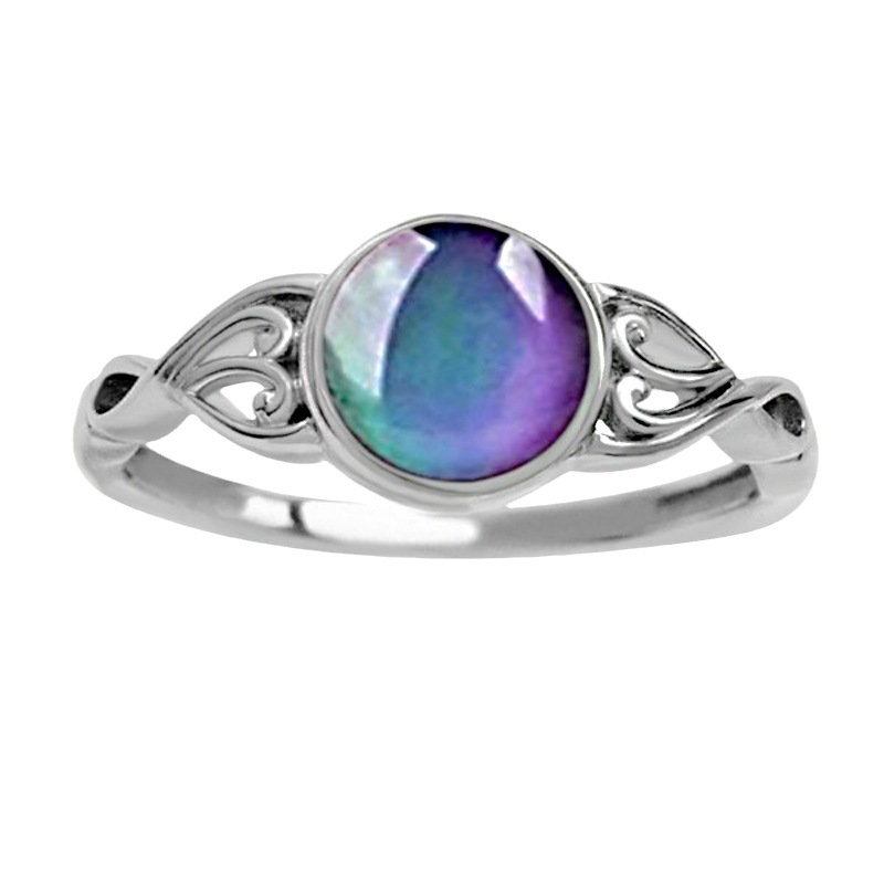 Cross-border temperature-sensing color-changing personalized ring, European and American creative personalized retro round ring factory direct sales Item Picture
