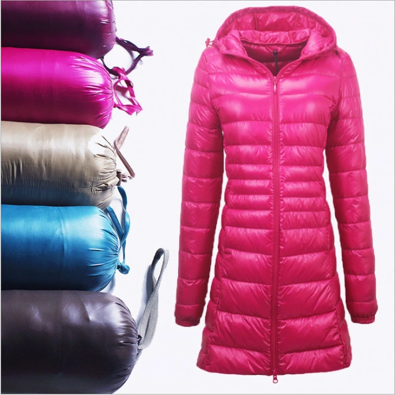Cross-Border Amazon Autumn And Winter New Light Down Jacket Women's Mid-Length Hooded Large Size Slim Women's Coat Winter Tide