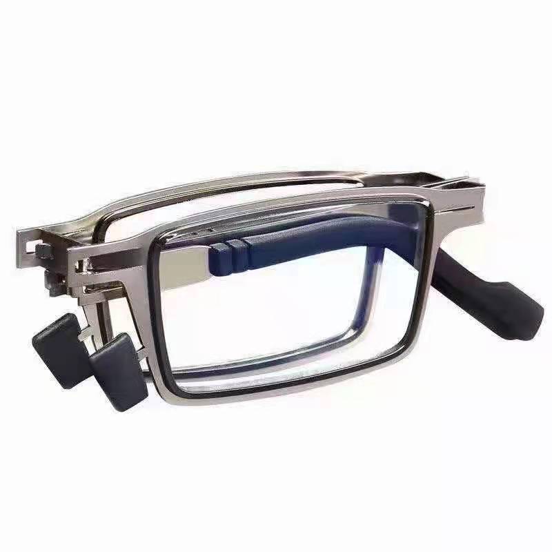Folding reading glasses for men, high-definition anti-blue light, ultra-light screw welded point metal reading glasses, square, round and multi-sided Specification image