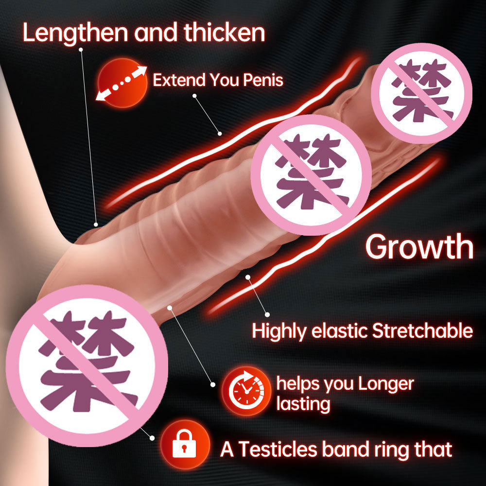 New large-sized cross-border thick ring soft, extended and thickened locking precision vibration sleeve for adult resonance full figure