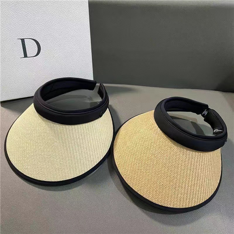 Summer Ins Sunshade Vinyl Hat Korean Version Empty Top Sunscreen Hat Net Red Big Eaves Straw Hat Fashion Headband Sun Hat details Picture