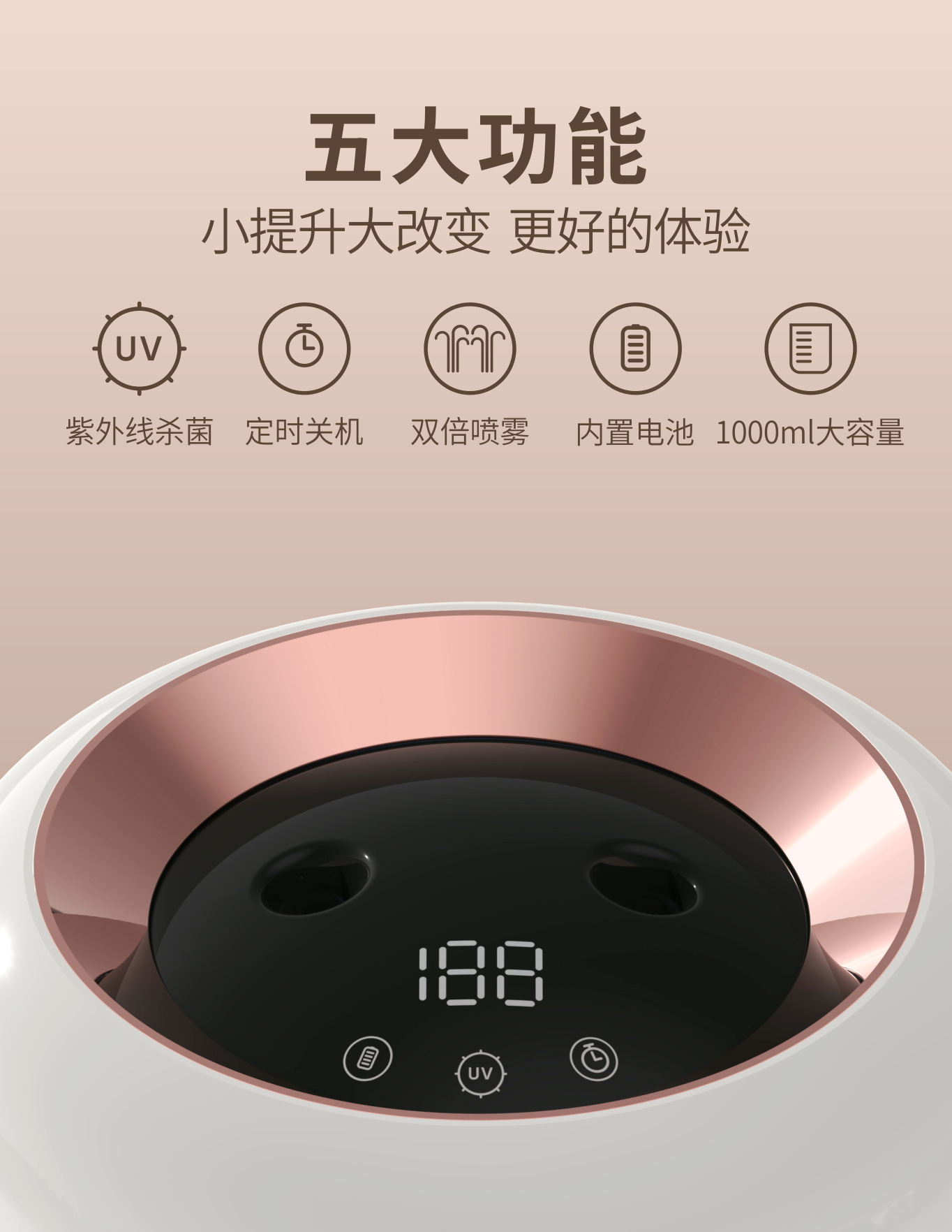 Qien Cross-border dual-spray humidifier, large-capacity household UVC humidifying atomizer, Nami Spray Purifier gift