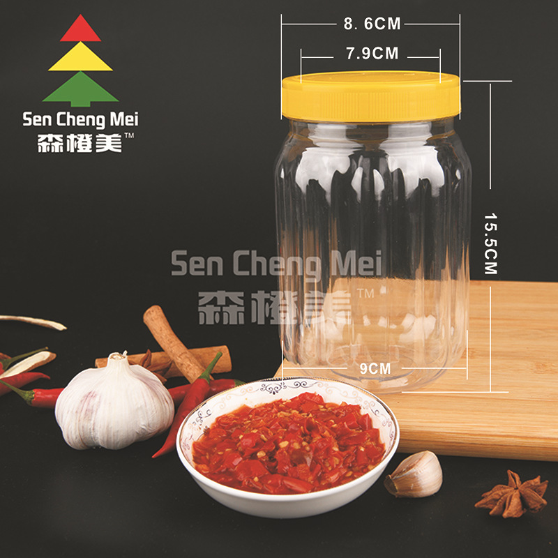 Stock PET wide-mouth plastic cans, transparent plastic cans, chili sauce cans, honey plastic cans manufacturer Specification drawing