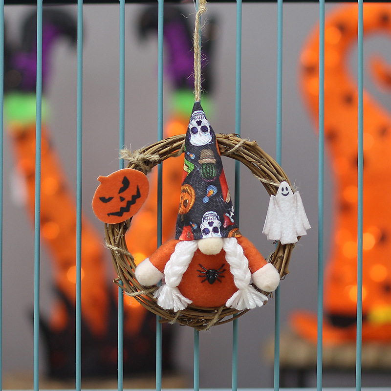 Cross-Border New Halloween Party Decoration Supplies Faceless Doll Rattan Wreath Door Head Wall Hangings Specification drawing