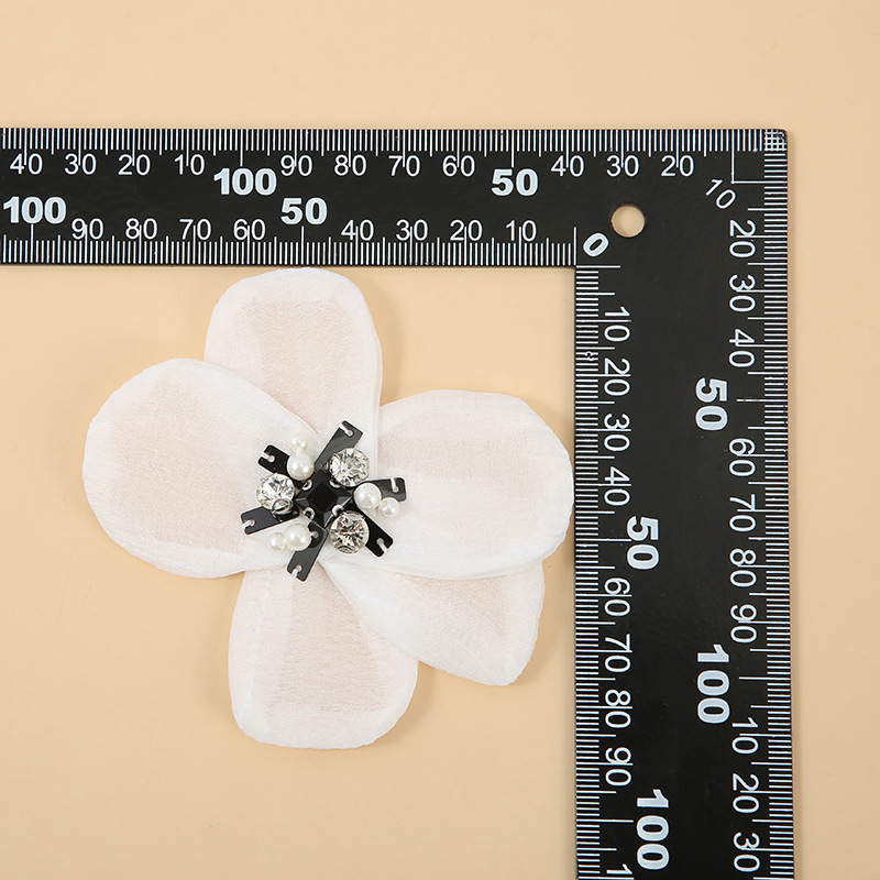 Hand-Beaded Chiffon Fabric Five-Petal Chiffon Flower Material Clothing Dress Luggage Accessories Clothing Accessories Specification drawing