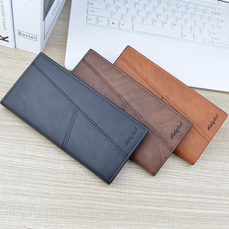 Men's Long Wallet, Young Men's Thin Soft Wallet, Multi-Slot Card Bag, Large-Capacity Fashionable Patchwork Suit Bag Specification drawing