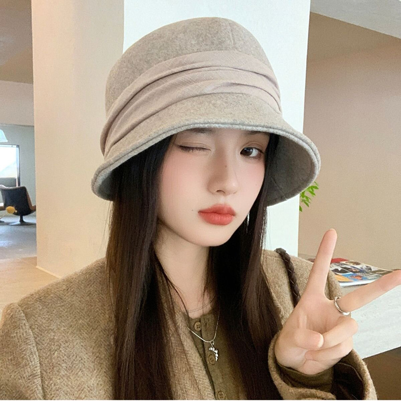 2025春秋季新款毛呢渔夫帽子女宽檐显脸小气质优雅绑带盆帽水桶帽详情8