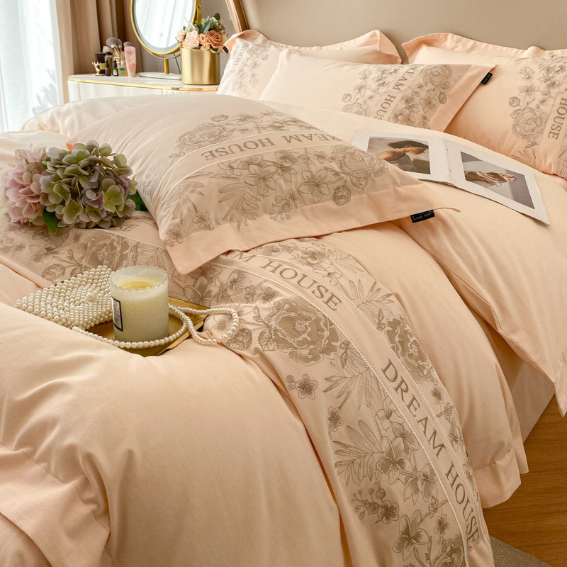 Pure cotton thickened brushed embroidery four-piece set, high-end gift box, Suzhou embroidery home set, all-cotton autumn and winter warm skin bedding