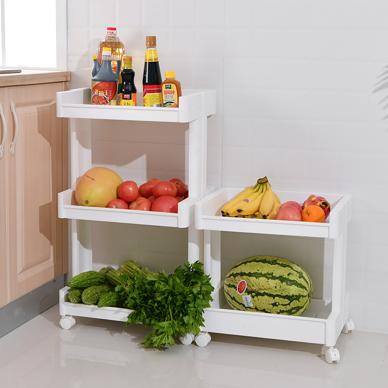 多层塑料收纳架日式可移动厨房置物架浴室储物架调料果蔬厨房落地图