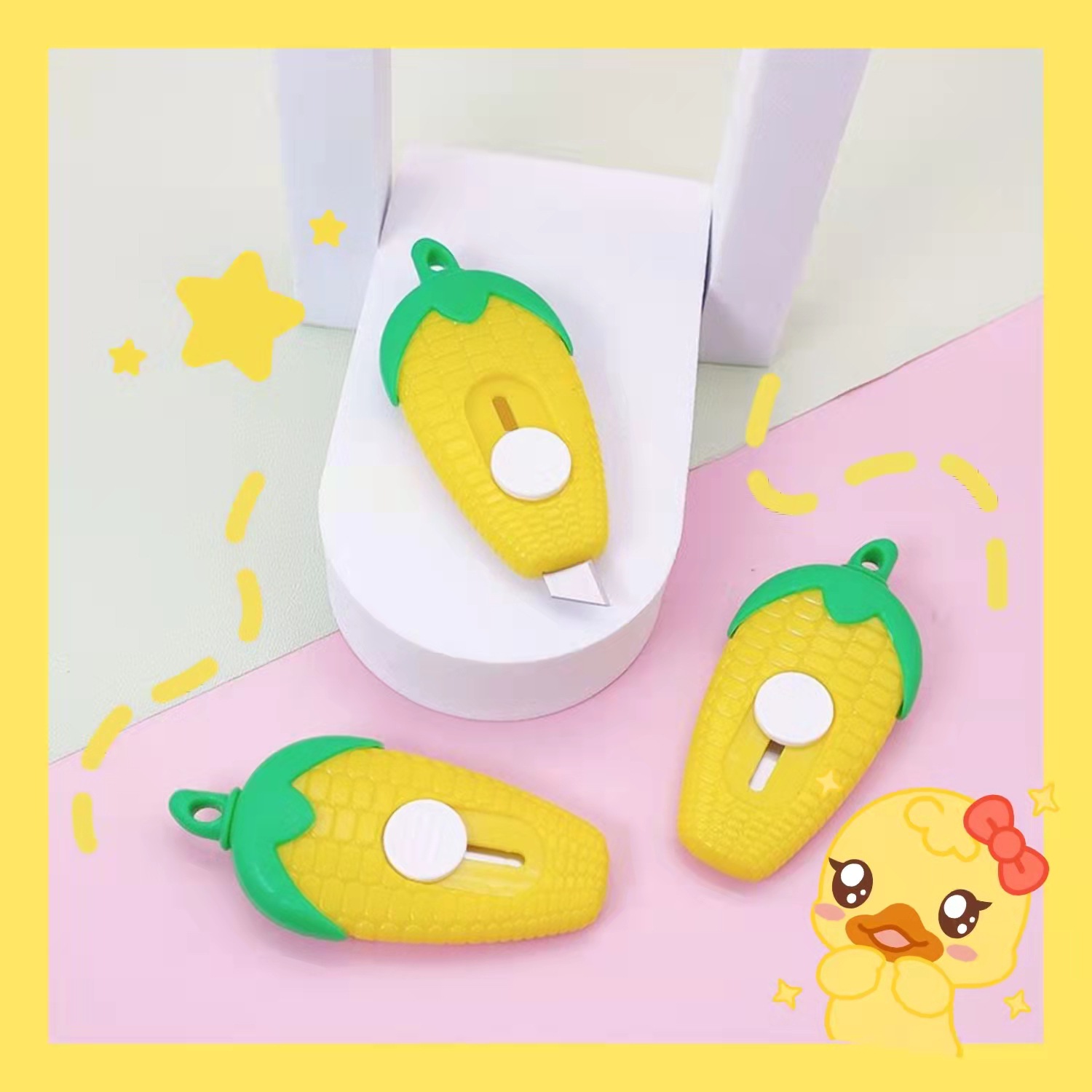 Cartoon corn mini utility knife, student cute wallpaper knife, paper cutting knife, small parcel opening and unboxing knife wholesale