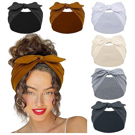 Conejo anudado color sólido elástico oreja arco diadema yoga ejercicio diadema absorbente antitranspirante elástico tocados europa y américa
