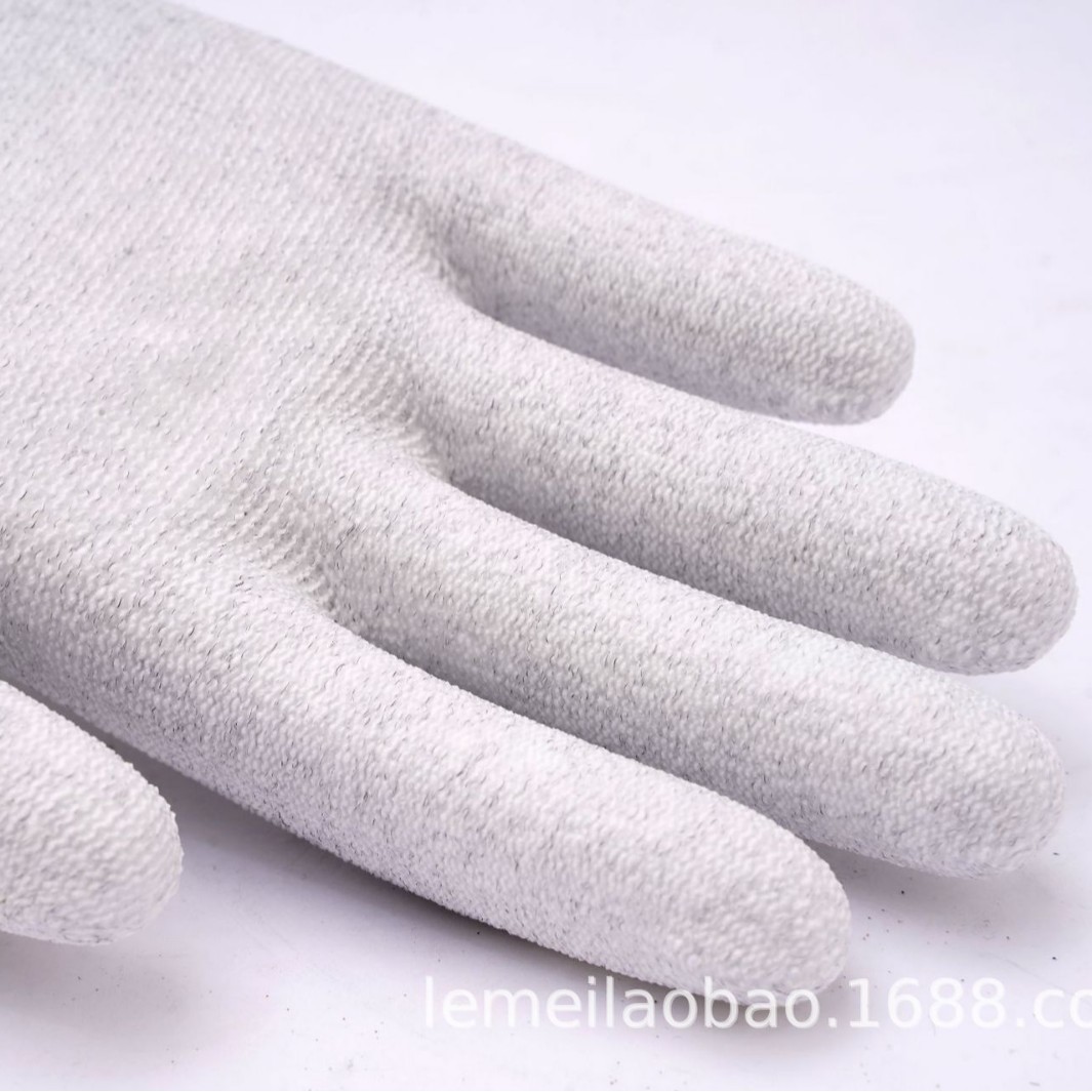 PU finger and palm coating nylon carbon fiber anti-static gloves, exclusively for men and women in the electronics factory workshop, for dust-free operation Item Picture