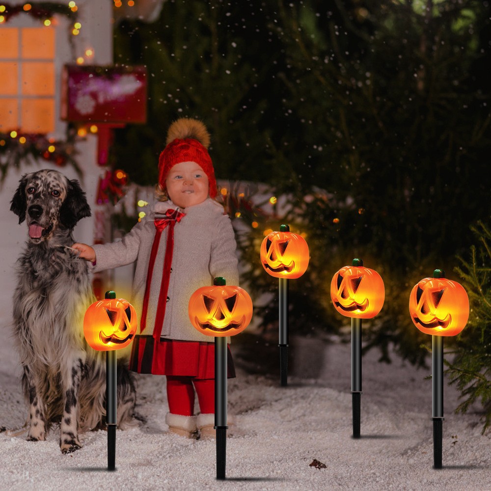 Pumpkin lantern strings, Halloween LED string lights, festival party decorative lights, cross-border new products, colored lights, battery boxes, ground plug lights Specification drawing