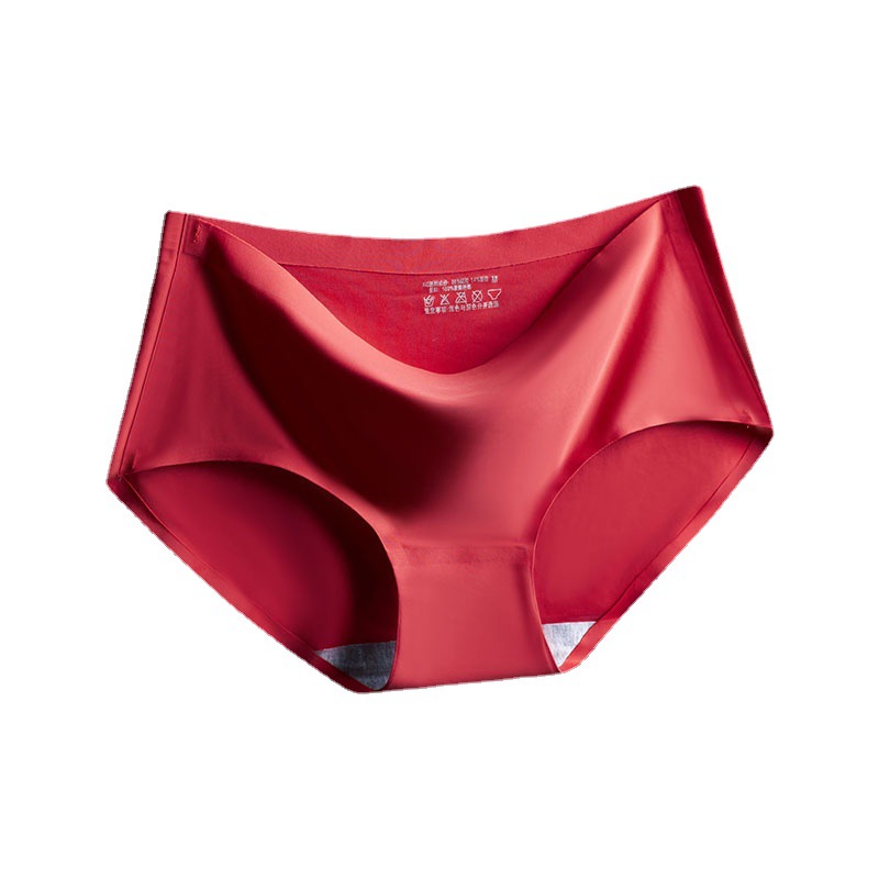 Wholesale of new red women's underwear for the zodiac year, ice-silk seamless one-piece triangle pants, large-sized mid-waist mask pants Item Picture