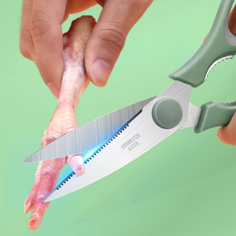 Jun Plastic Household Kitchen Scissors Multi-Functional Stainless Steel Strong Chicken Bone Scissors Duck Fish Chicken Bone Scissors Food Barbecue Scissors details Picture