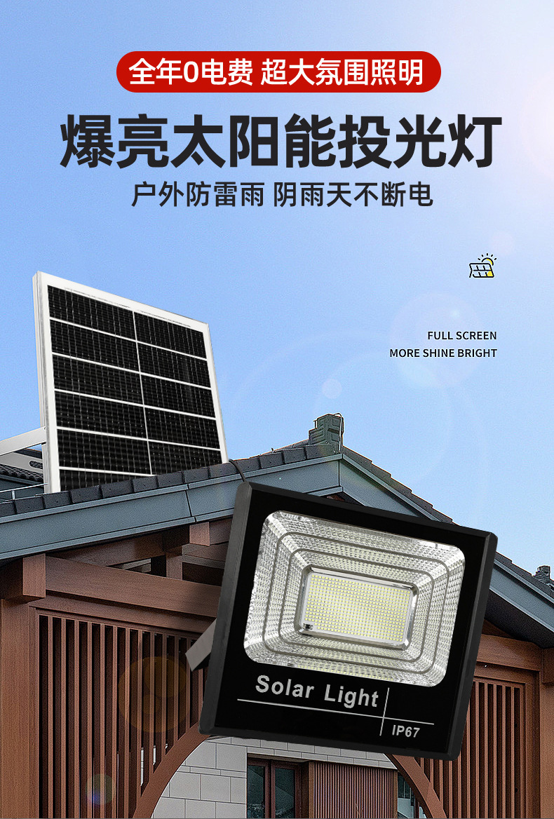 Solar lamps, household cross-border outdoor garden lighting, street lamps, led high-power floodlights, ultra-bright and waterproof pic 1
