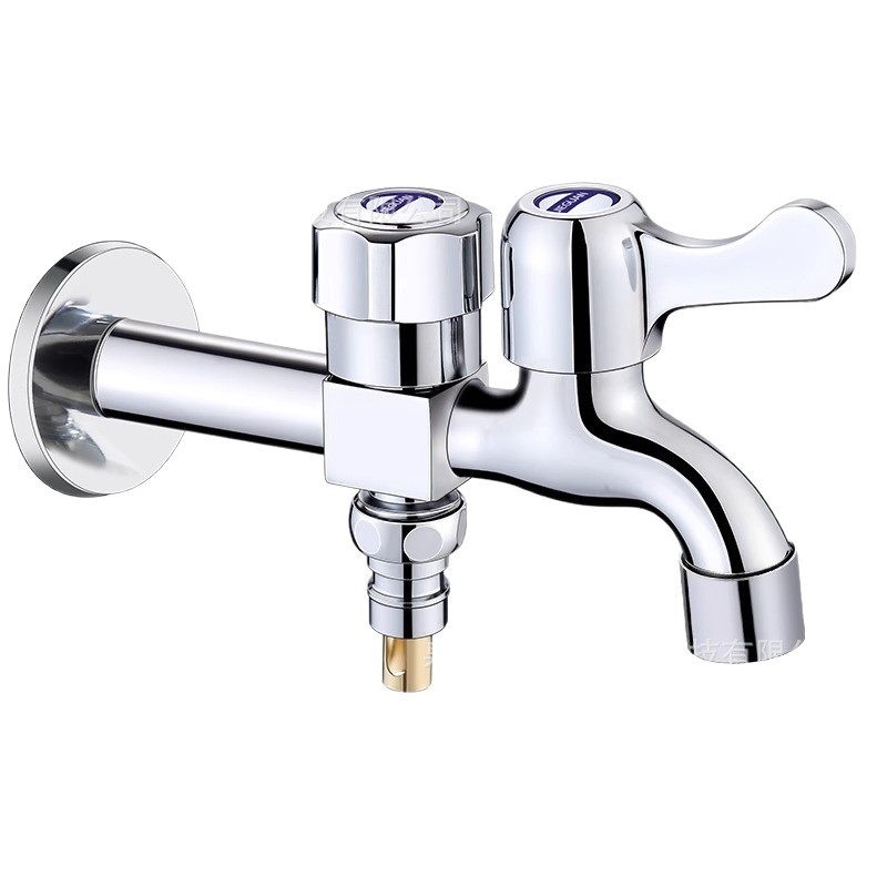 All-copper quick-opening faucet stop valve, wholesale of washing machine faucets, household universal double-head double-water outlet double-control faucet Item Picture