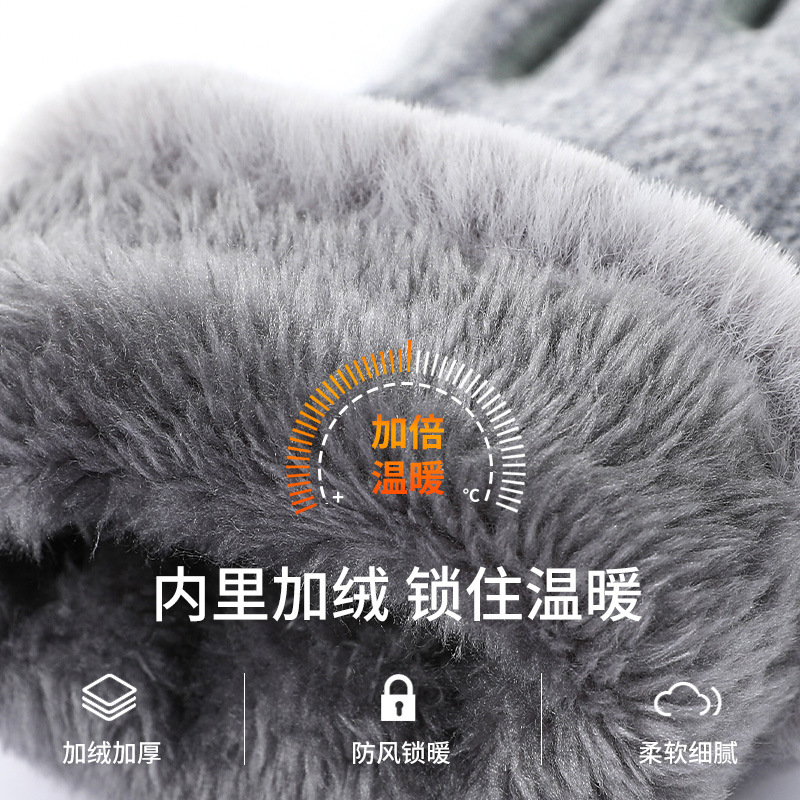 Gloves Women's Winter Warm And Cold Touch Screen Gloves Riding Thickened Student Cute Extra Fleece Winter Knit Gloves Specification drawing