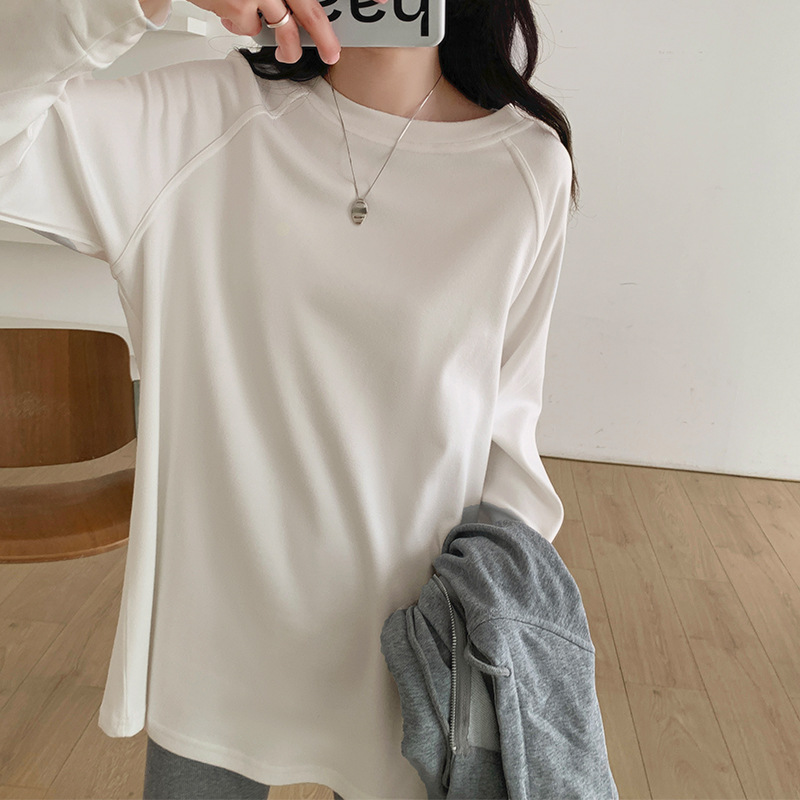 美式2024秋冬季新款白色打底衫女潮牌设计感小众洋气长袖T恤内搭