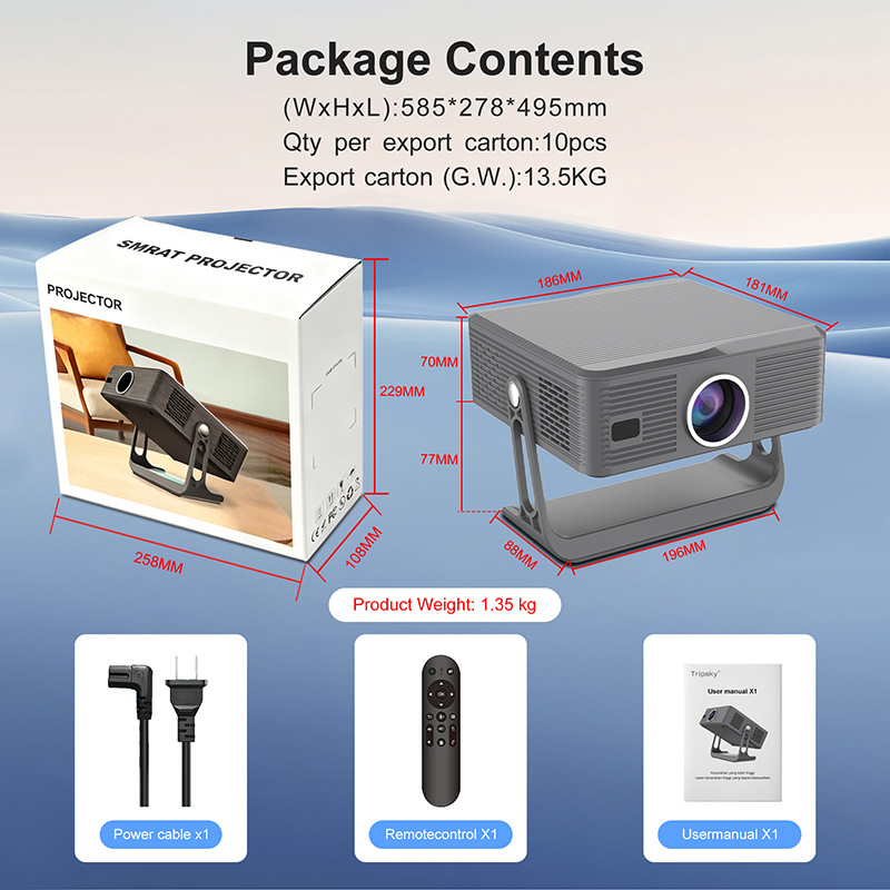 Cross-border projector 1080P portable mobile phone digital screen projection home ultra-clear projector 713 auto-focus Specification image