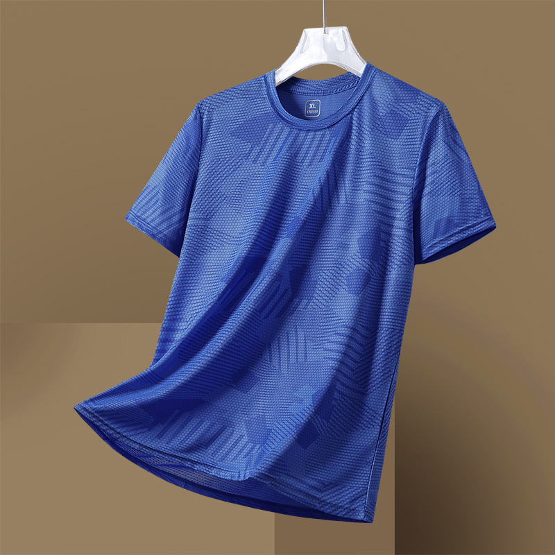 Summer men's short-sleeved camouflage large-sized round-neck T-shirt, sporty and casual outdoor running and fitness quick-drying cool top Application Scenario