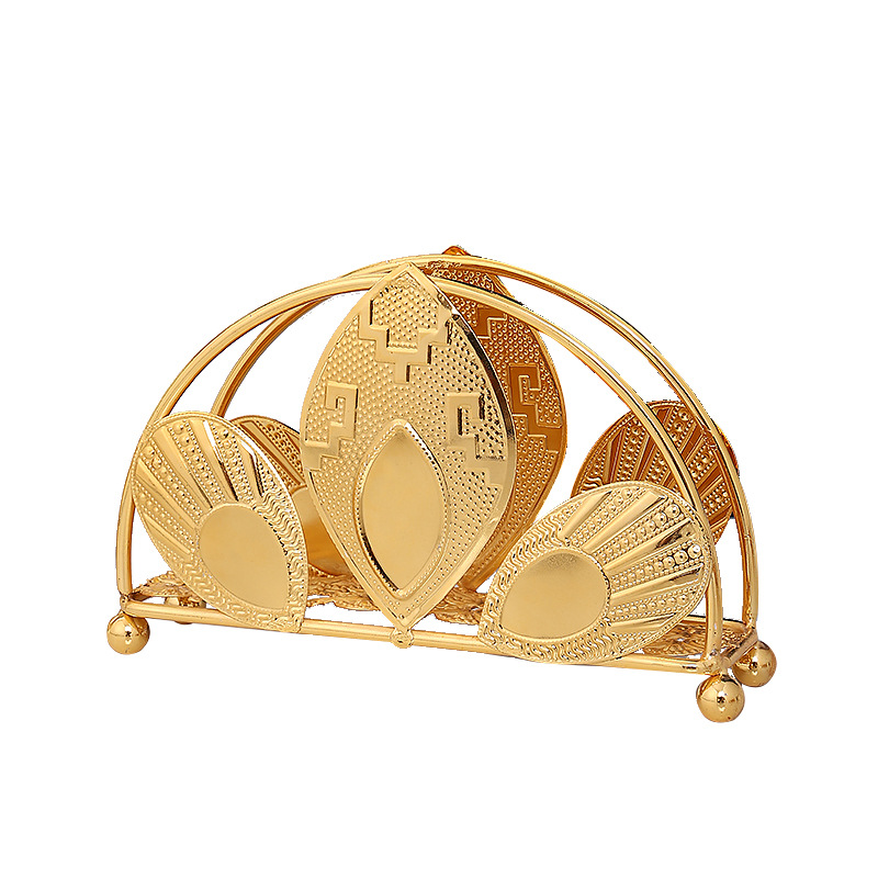 Gold Wrought Iron Paper Towel Rack Household Restaurant Countertop Vertical Napkin Rack Table Square Towel Rack Hotel Storage Rack Item Picture