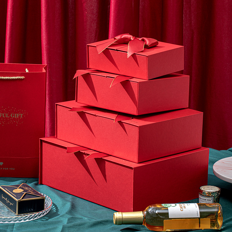 厂家红色对开礼盒结婚喜糖双开门礼品盒创意礼物包装盒现货批发（价格面议）详情图4