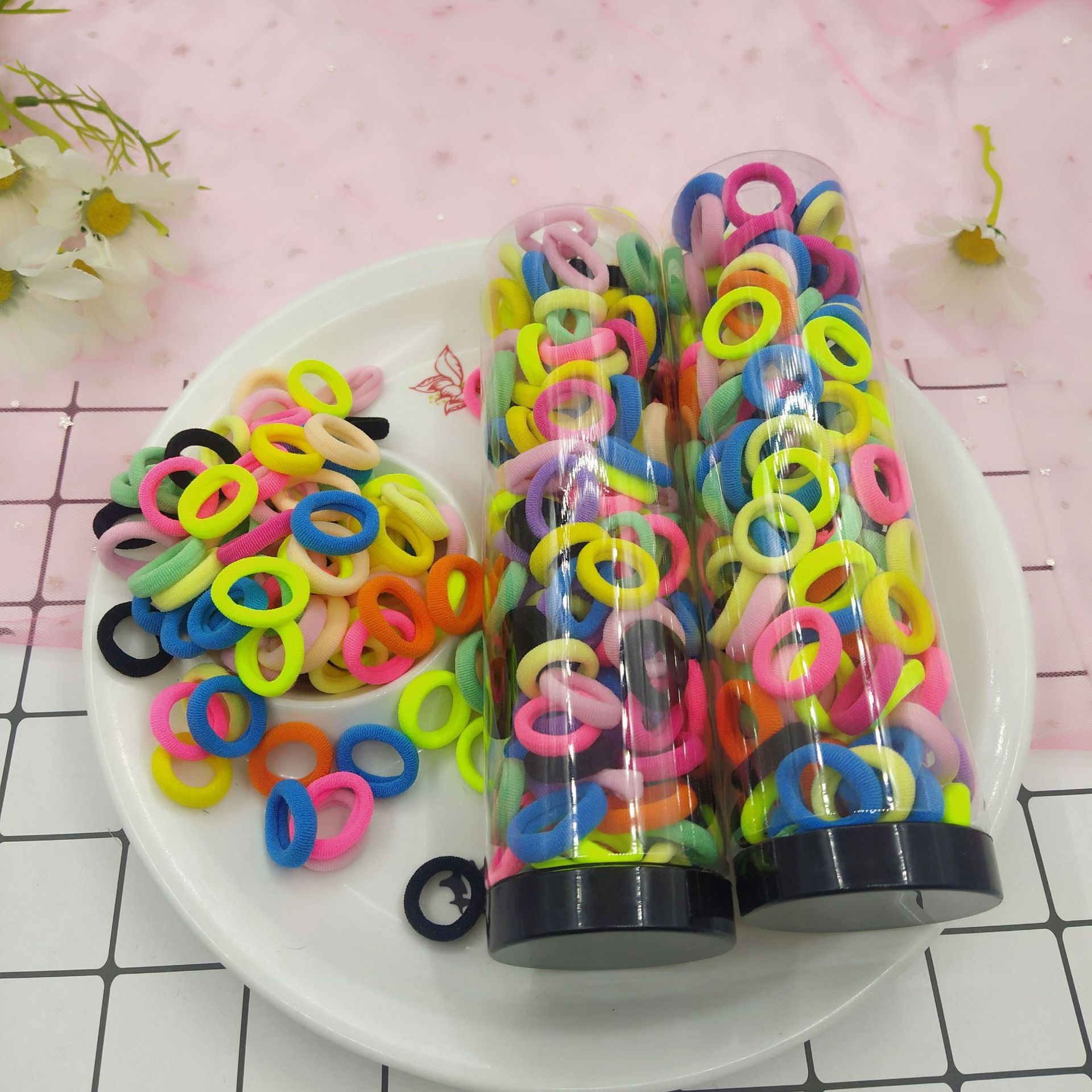 Factory direct supply: Cute and simple Korean version for cross-border children, high elasticity, non-damaging to hair, baby hair ties, towel loops, and hair ties