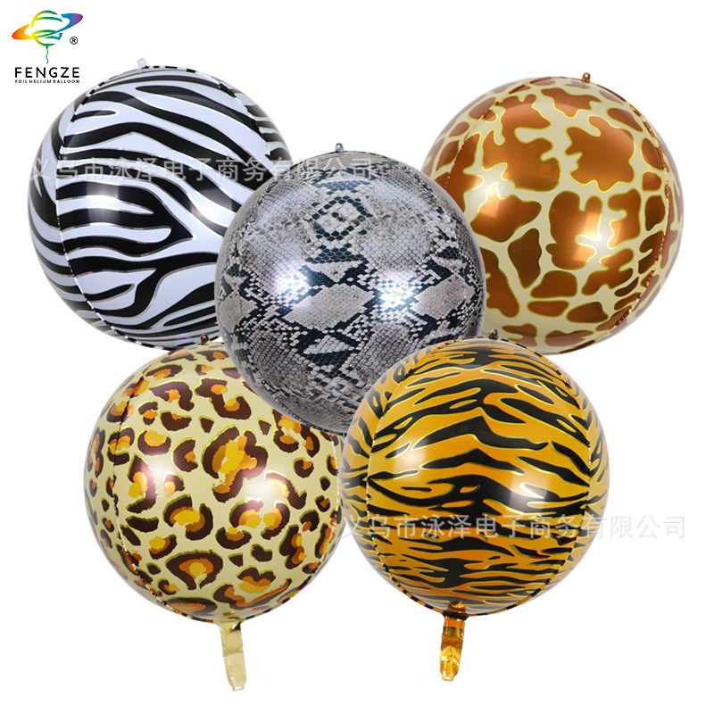 22 "4D aluminum film balloon leopard tiger animal ball party decoration birthday zebra full figure