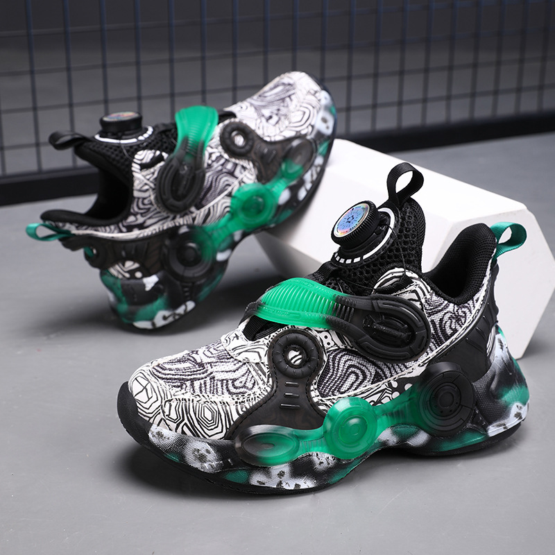 Children's Rotating Button Shoes Super Cool Special-Shaped Boy's Basketball Shoes Non-Slip Autumn And Winter Warm Children's Shoes Cutta Children's Sports Shoes Specification drawing