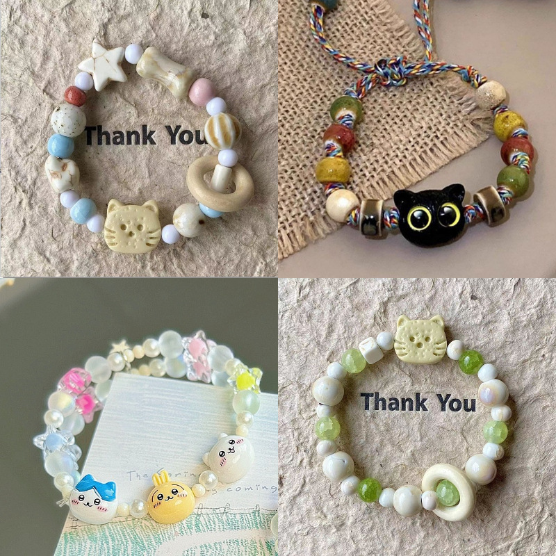 景德镇陶瓷手链夏季女高级感饼干猫咪系列小众百搭设计高级感手串图