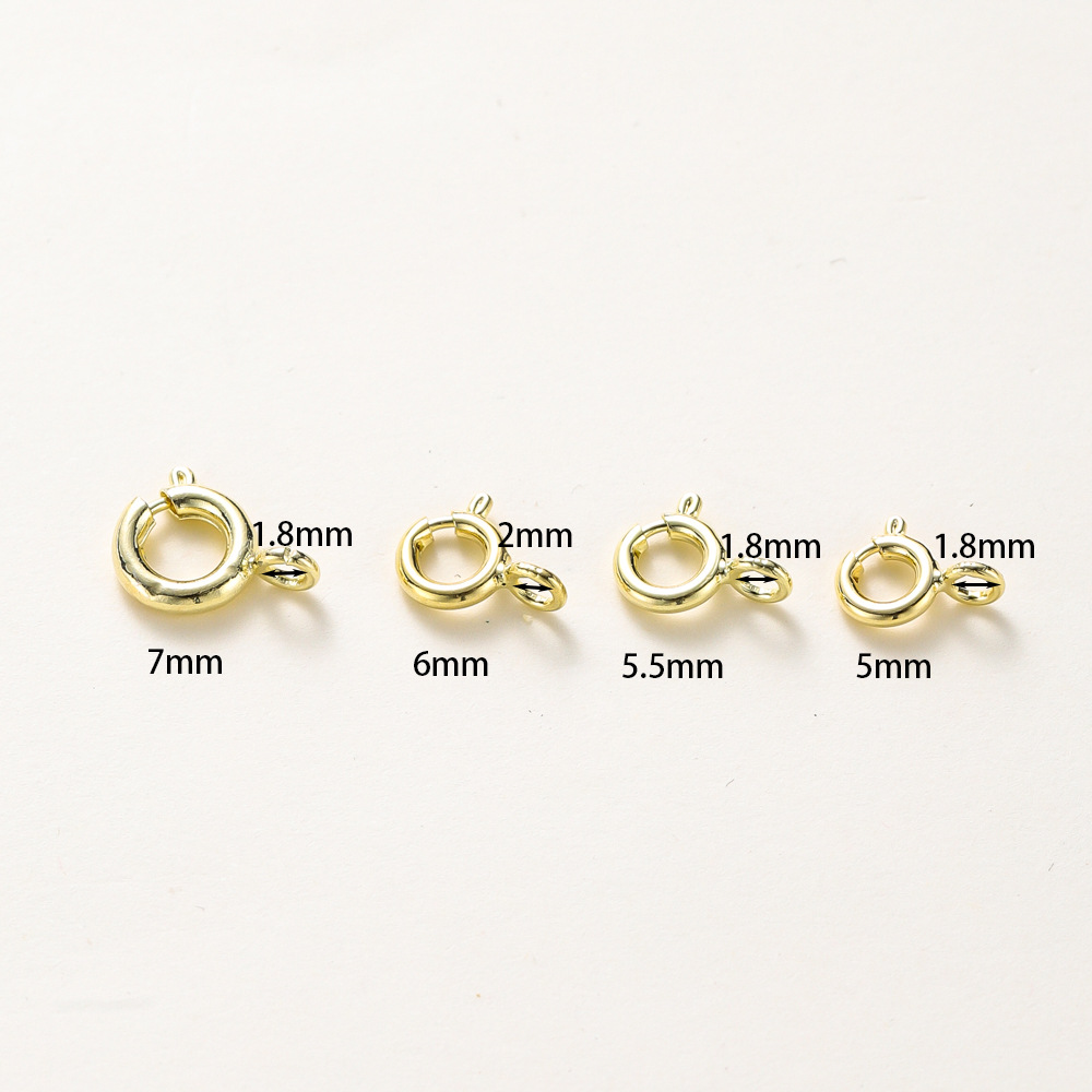 14K18k Copper Plated Gold Preserving Color Flat Head Needle Spherical Needle Positioning Copper Bead Buckle Lobster Buckle Open Ring O-Chain Specification drawing