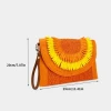 "National trend bag, women's envelope bag, Sunflower 2025 New style color-blocked straw-woven crossbody phone bag, flip cover small square bag. details Picture