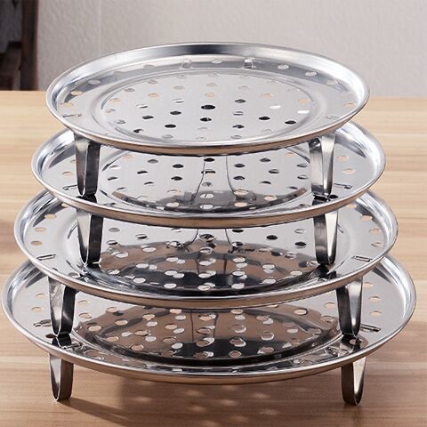 Stainless steel steamer tray Steamer rack pot grate Household steam grid kitchen steamed bread steamed bun with tripod full figure
