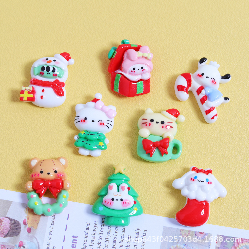 Christmas-themed Sanrio resin accessories diy cream glue phone case material jewelry making Crocs clasp patches Application Scenario