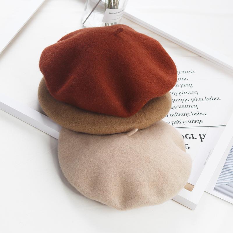 New pearl luxury wool beret, Korean style elegant female painter, starry Sky pearl bud hat, adult hat, winter plush fashionable hat Specification image