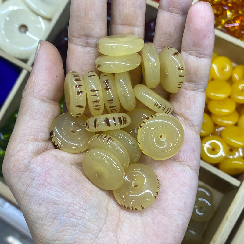 20*7平安扣 二代蜜蜡琥珀手串吊坠饰品配件现货批发 DIY汽车挂件