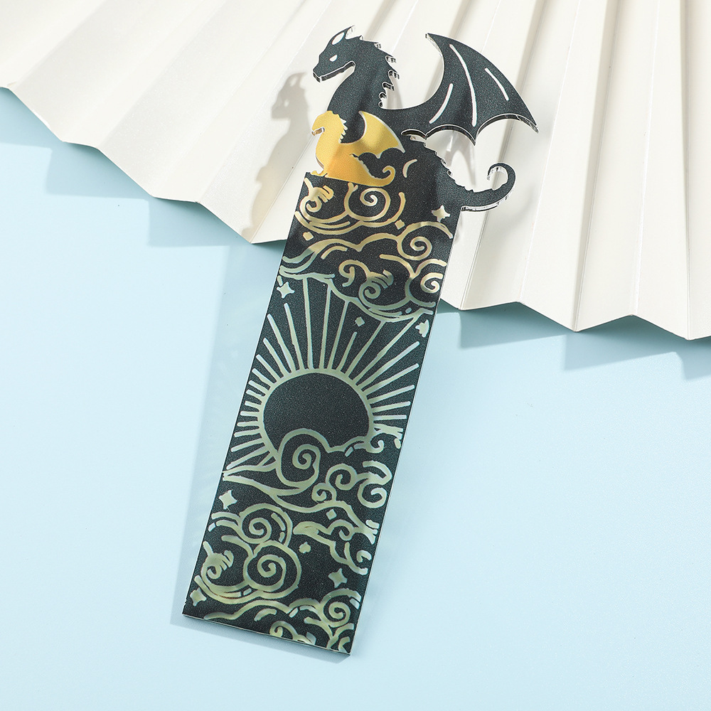 New creative Western double-winged dragon acrylic bookmark, fan gift, student stationery wholesale