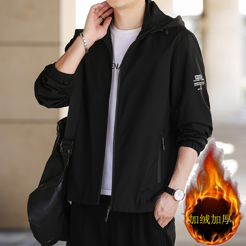 2022 New Men's Winter Cargo Jacket Plus Velvet Fashion Brand Leisure Sports Spring And Autumn Coat Korean Version Of The Trend Clothes