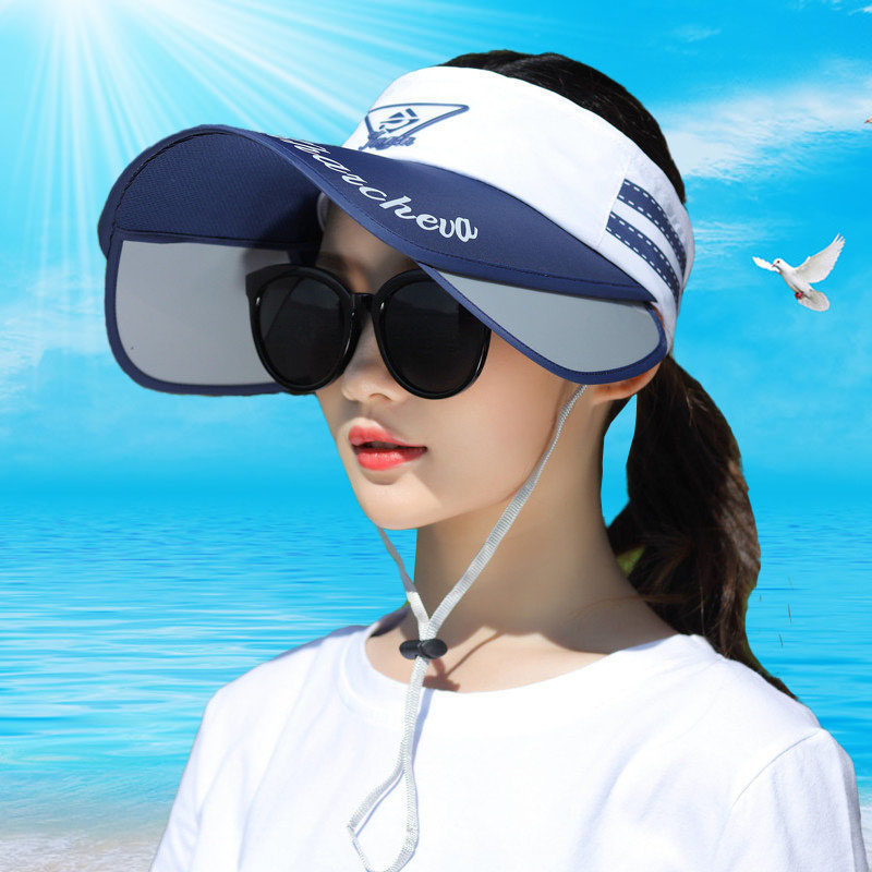 Sun Hat Children Summer Uv Protection Retractable Face Cover Empty Top Cycling Outdoor Large Rim Beach Sun Hat details Picture
