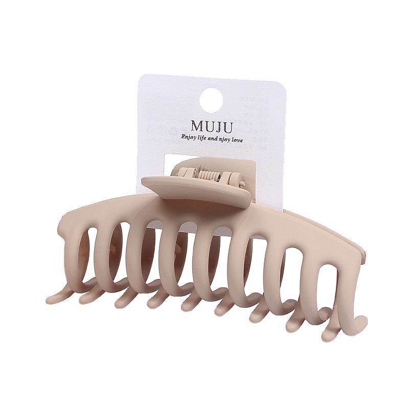 High-end rubber paint large grabber, simple coffee-colored hair clip, barcode hair accessory, shark clip at the back of the head Item Picture