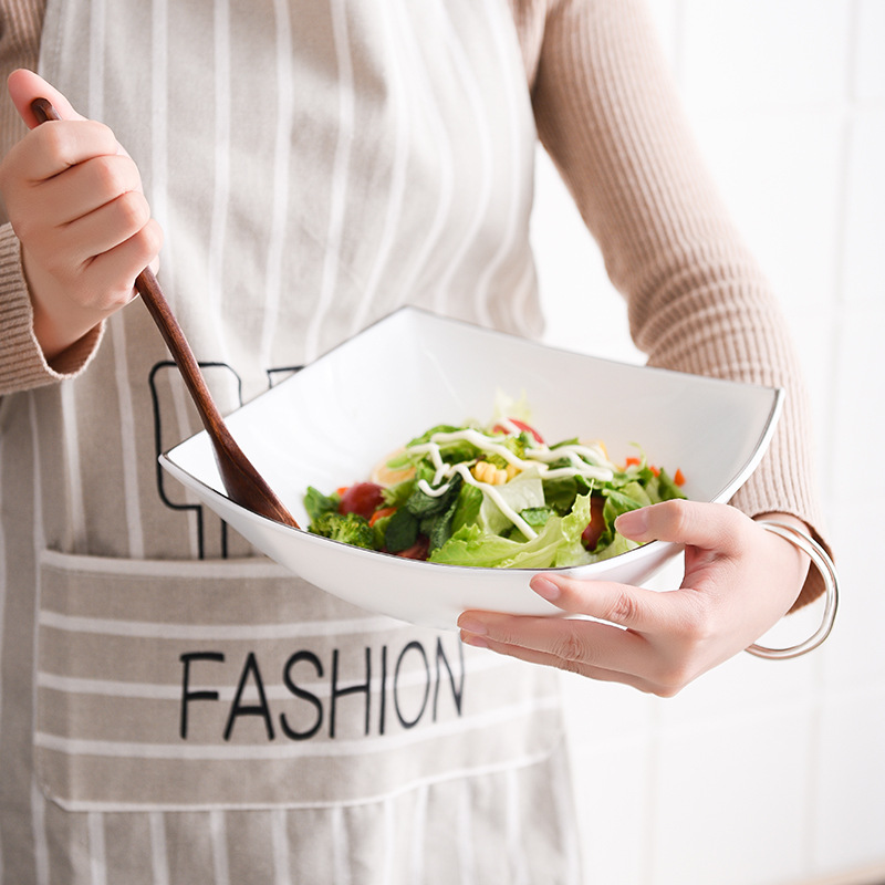 【 White Jade Glass Porcelain Pure White Pointed Square Series 】 Non-detergent, 0 pores, sterile dinner plate, high-temperature resistant, Golden Edge pointed Specification image