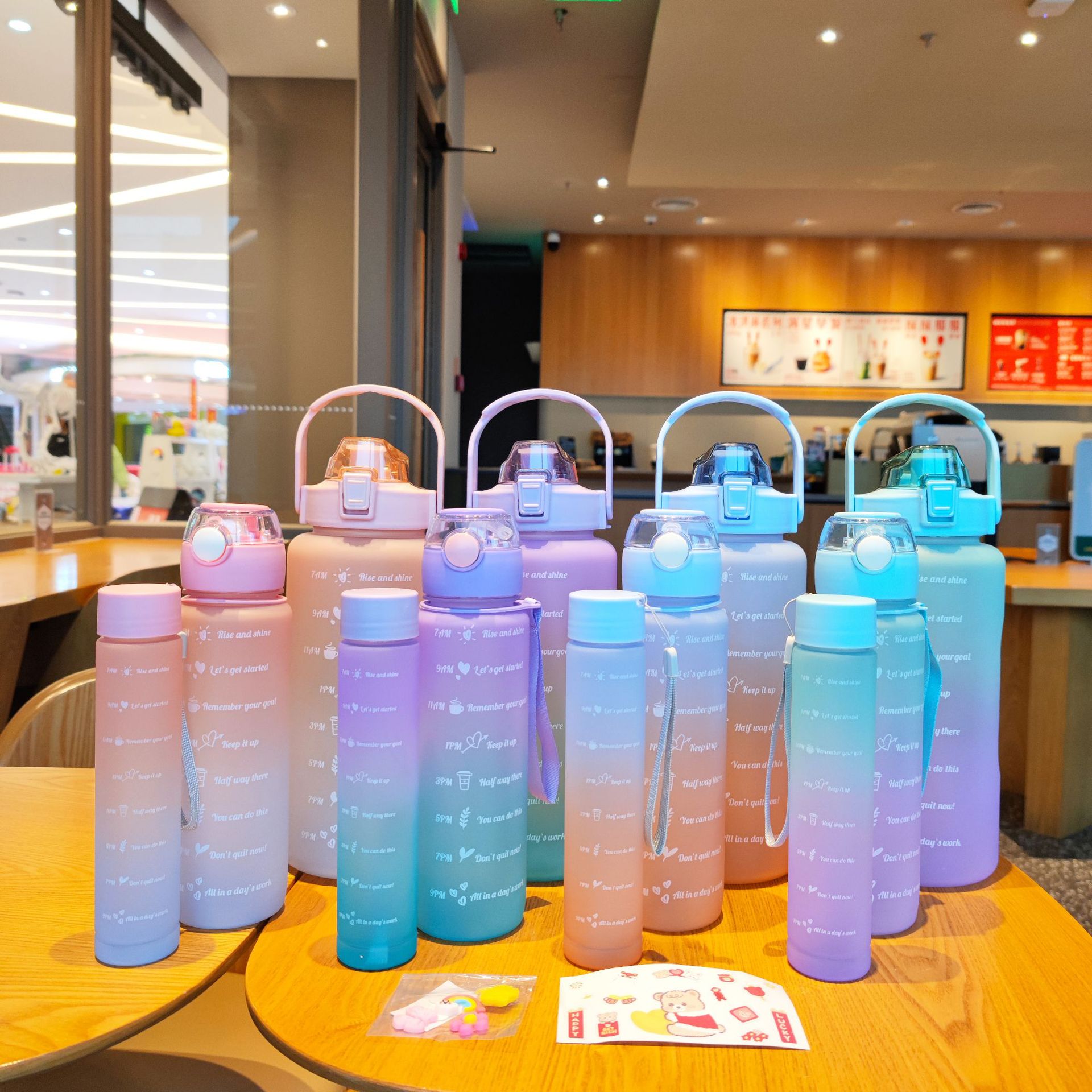 Gradient Color Scrub Size Capacity Three-Piece Sippy Cup Outdoor Fitness Sports Water Bottle Wholesale Cross-Border Adults