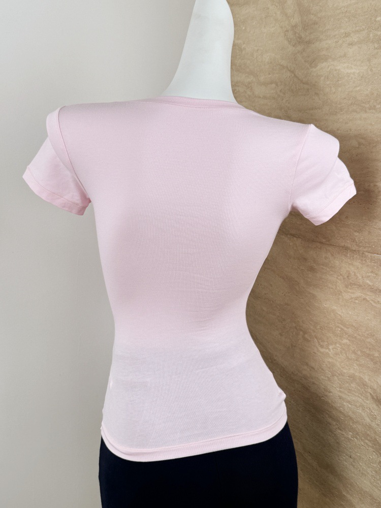 skims2025 Summer U-neck off-the-shoulder short-sleeved T-shirt for Women, tight-fitting and slimming American Spice top for women pic 22