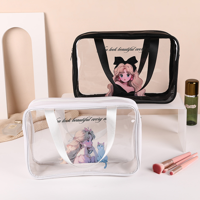 spot net red wind cute cartoon makeup bag large capacity dry and wet separation toiletry bag travel portable storage bag